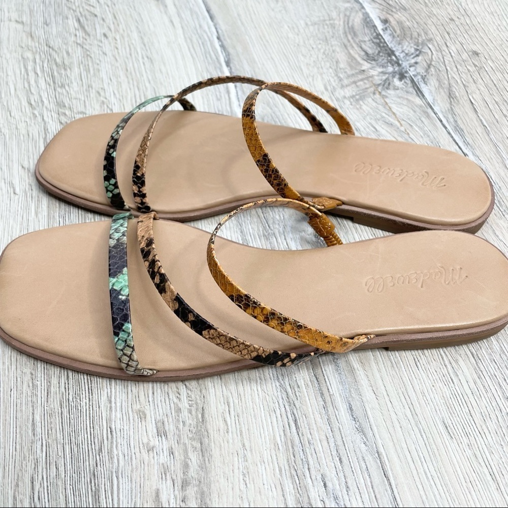 Madewell Lyra Slide Sandals Leather Snake Print Sz 8.5 - Picture 5 of 9